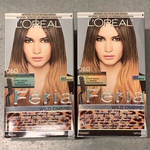 2pk Loreal Feria O60 WILD OMBRE for Medium to Dark Brown Hair Brush On Color NEW